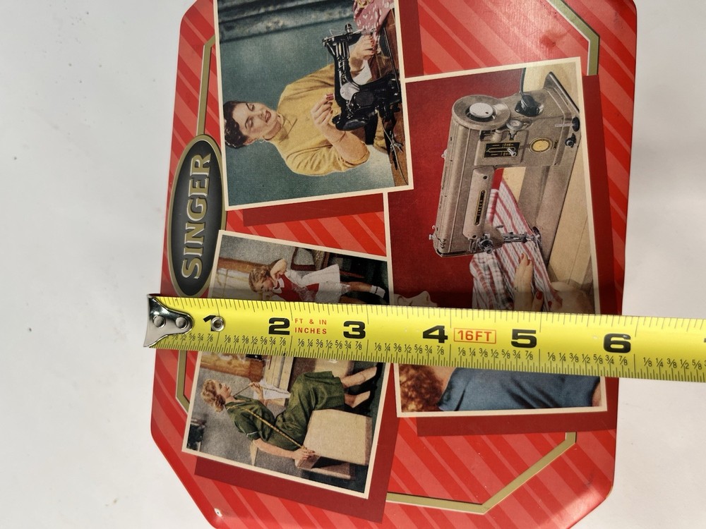 Vintage Singer Sewing Machine Advertisement Tin Box