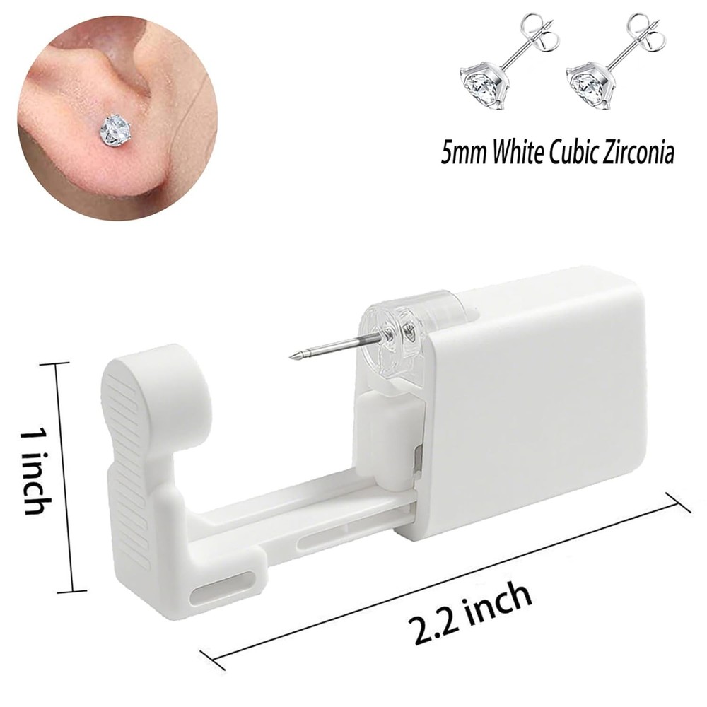 Ear Piercing Kit Disposable with 5mm Silvery white