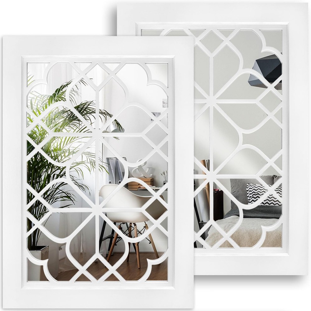 Wocred Set of 2 Rectangular Wall Mirror,Gorgeous Rustic Farmhouse Accent Mirror,