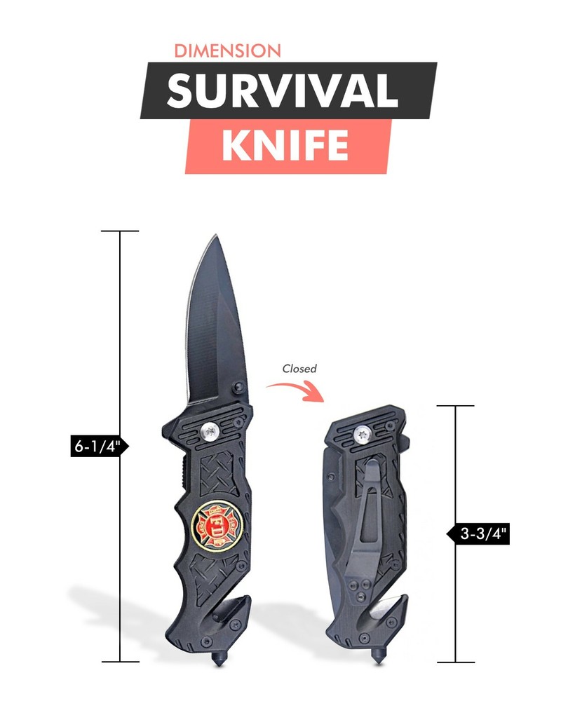 Personalized Firefighter Survival Knife w/ Fire Fighter Emblem