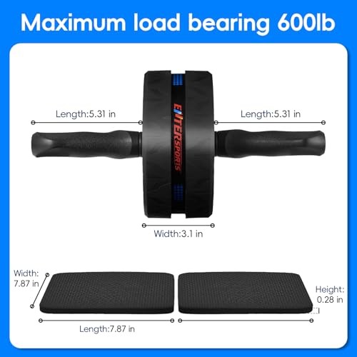 Ab Roller Wheel for Abs Workout - Abdominal Exercise Equipment with 2 Knee Blue