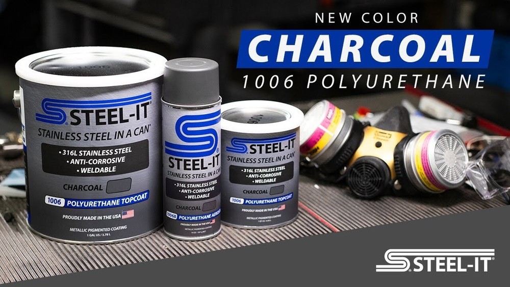 STEEL-IT 1006B Polyurethane Protective Spray 14oz Can - Charcoal - 5 Pack