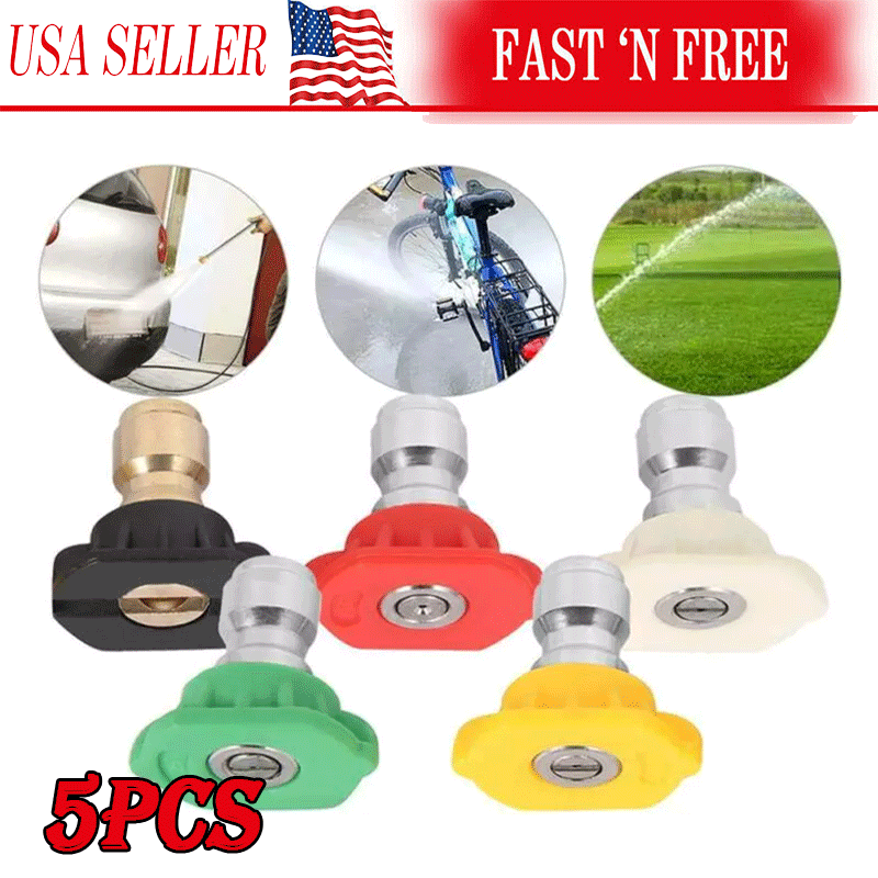 5pcs Pressure Washer Spray Tips Nozzles High Power Kit Quick Connect 1/4" Set