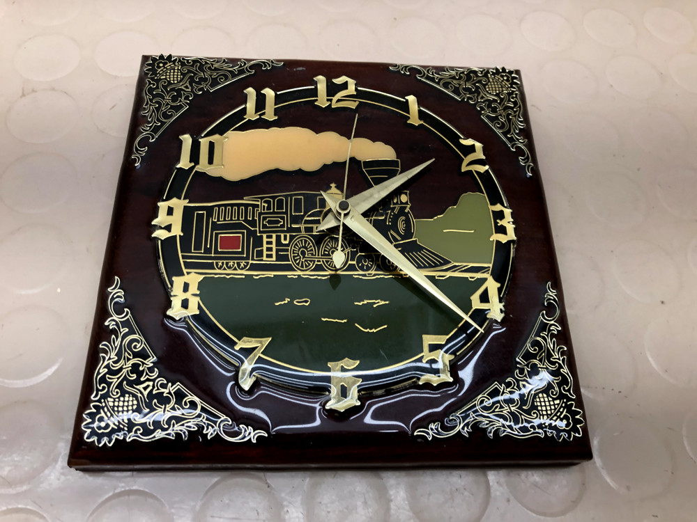 Vintage Train Wood Wall Clock