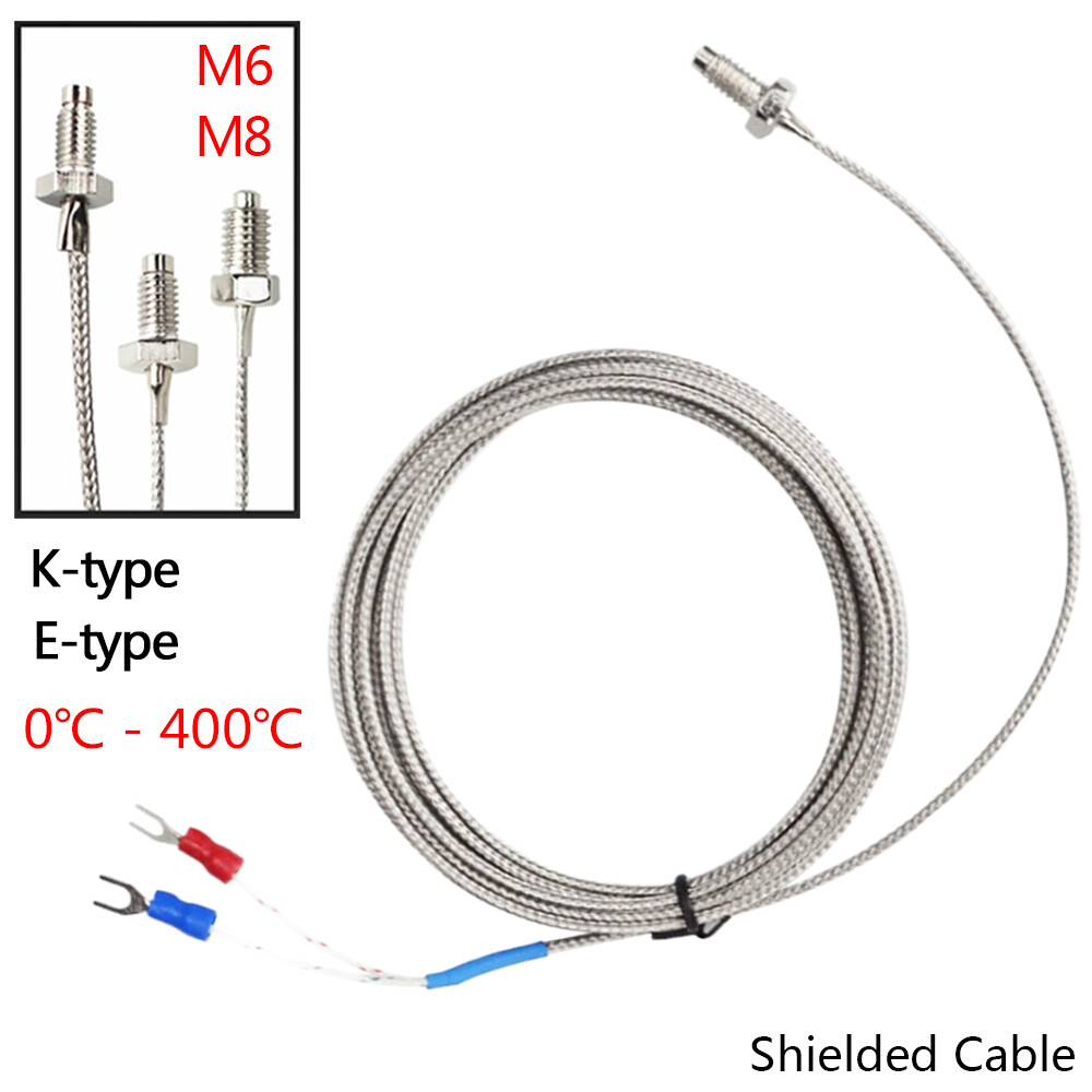 M6 M8 Threaded Temperature Sensor K-type E-type Thermocouple Probe 0.2m-5m Cable