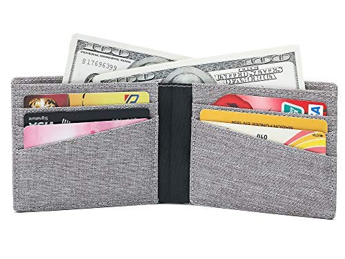 Minimalist Fabric Wallet Bifold RFID Blocking… Light Grey