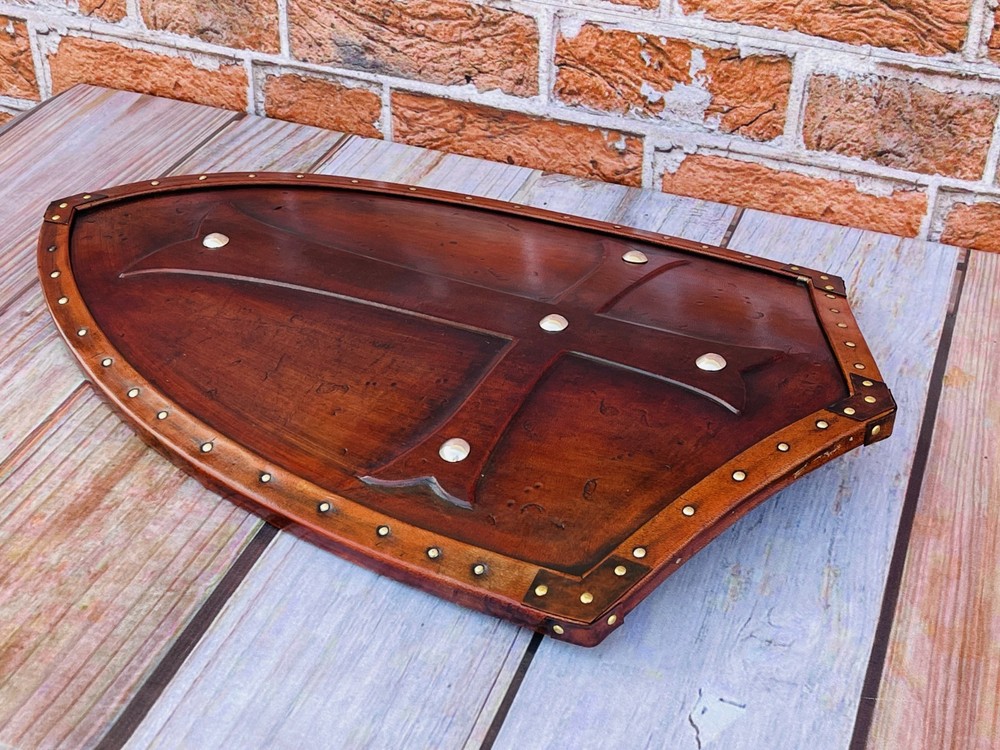 Templar Shield | Handmade Leather Cross Shield | Leather Templar Shield