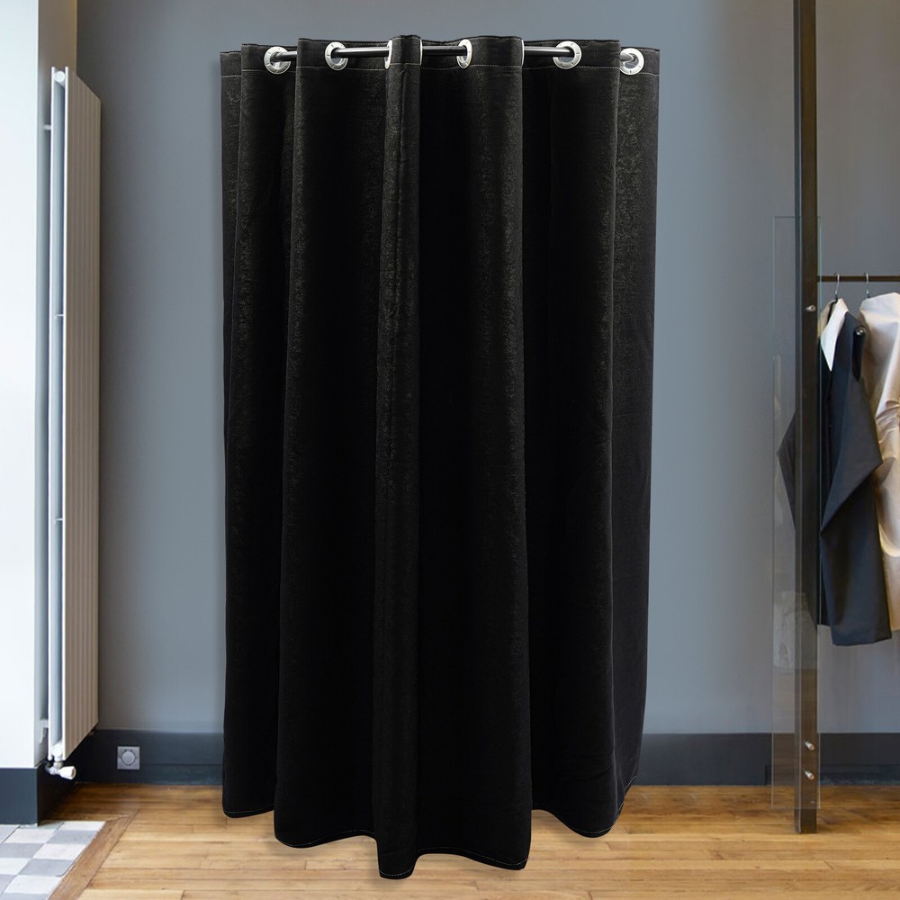 U-Shaped Black Changing Room with Privacy Curtain & Durable Design