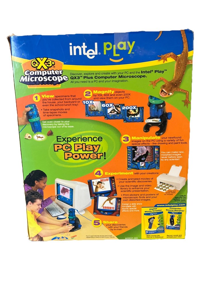 NEW Intel Play QX3+ Computer Microscope w/Editing/Viewing Software. Box Damage