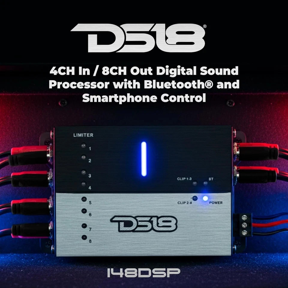 DS18 i48DSP Car 4-Input 8-Output Digital Sound Processor Bluetooth App Control