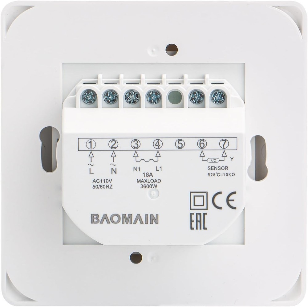 Baomain Home Nonprogrammable Thermostats, Radiant Floor Heating White