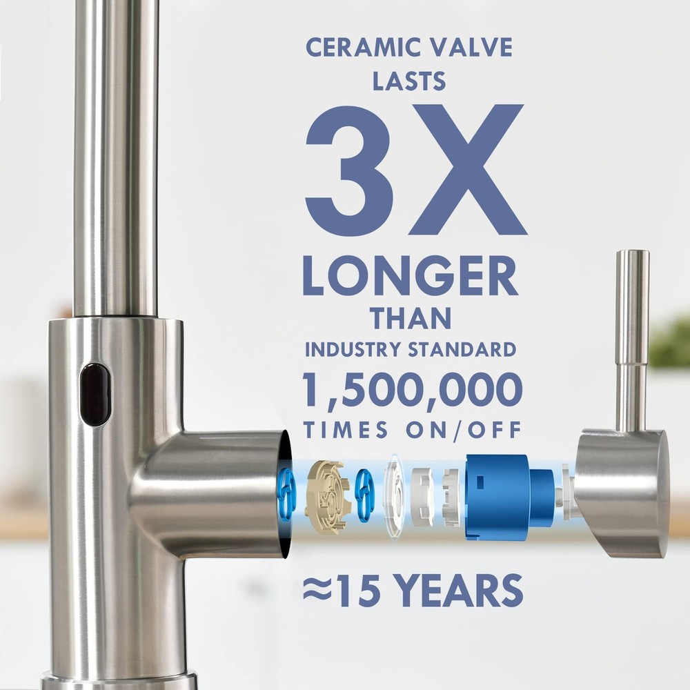 Touchless Kitchen Faucet with Pull Down Sprayer, Motion Sensor Smart Hands-Fr...