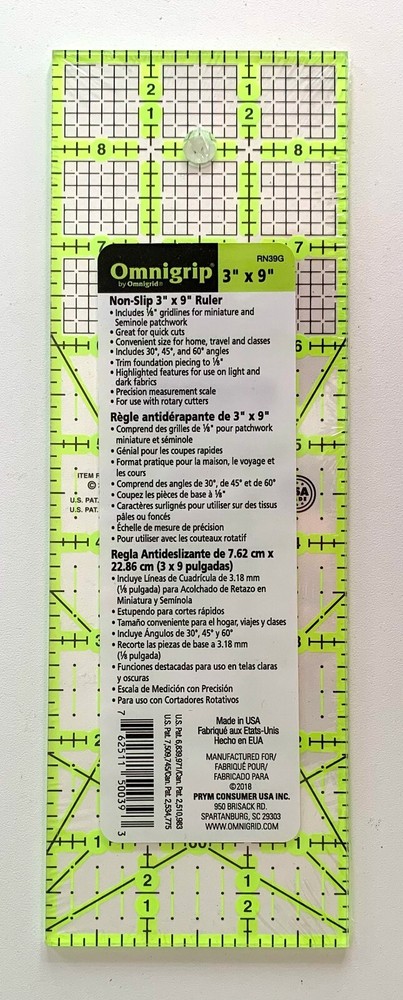 Omnigrid Omnigrip Non-Slip Rectangle Ruler - 3 x 9 in.