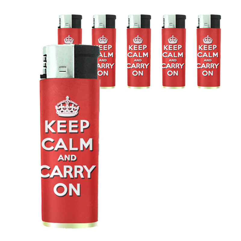 Keep Calm D9 Set of 5 Electronic Butane Lighter
