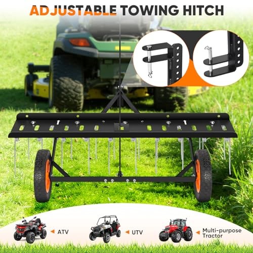 48-Inch Tow Behind Dethatcher, Pull Behind Lawn Dethatcher with 20 AGLD0003