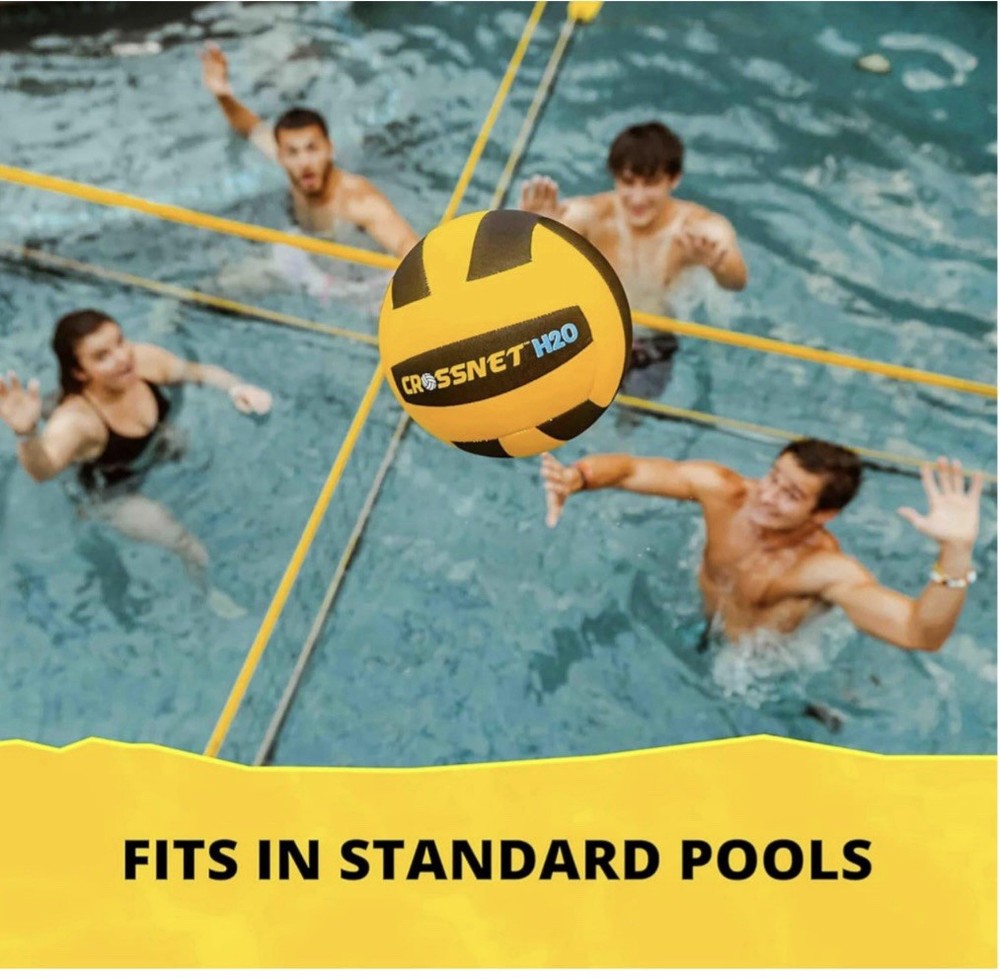 CROSSNET H2O Volleyball Pool Game - Four Square Net - Quick Assemble & Portable