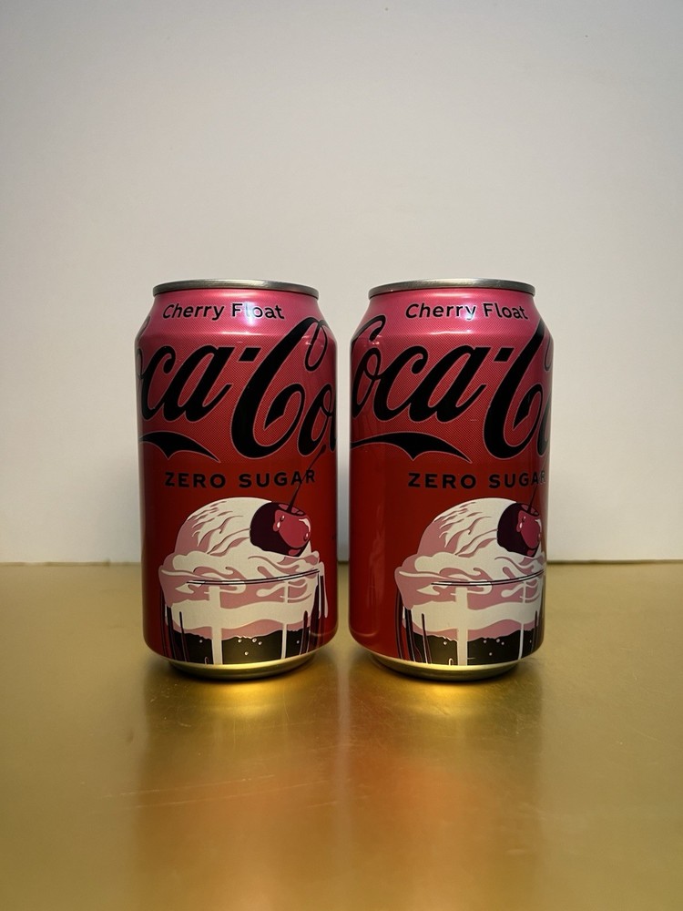 🟢 New Limited ZERO SUGAR Coca Cola CHERRY FLOAT Vanilla Ice Cream Soda (2 Cans)