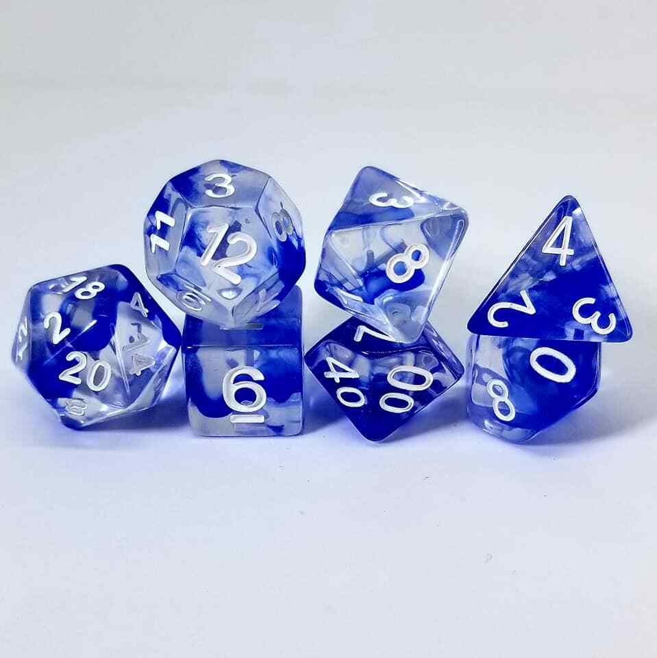 Nebulous Blue 7 Dice Set Polyhedral RPG DnD Dungeons Dragons Pathfinder d20