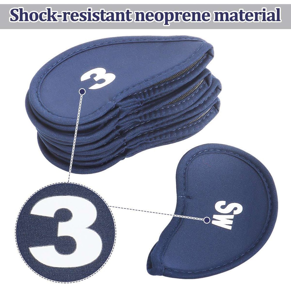 10Pcs Golf Club Iron Head Covers Golf Head Protector Set Neoprene Golf Accessory
