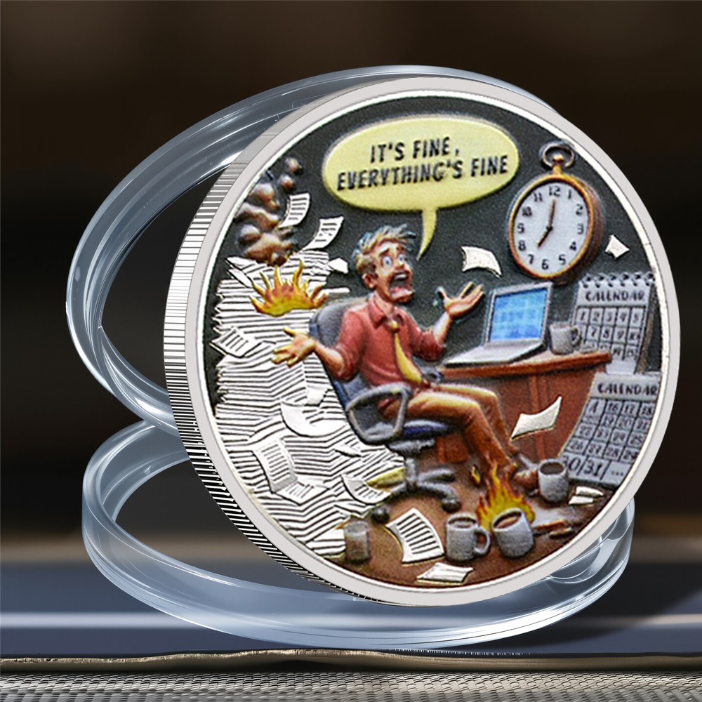 Work Life Commemorative Silver Plated Everything Fine Coin Motivation Humour