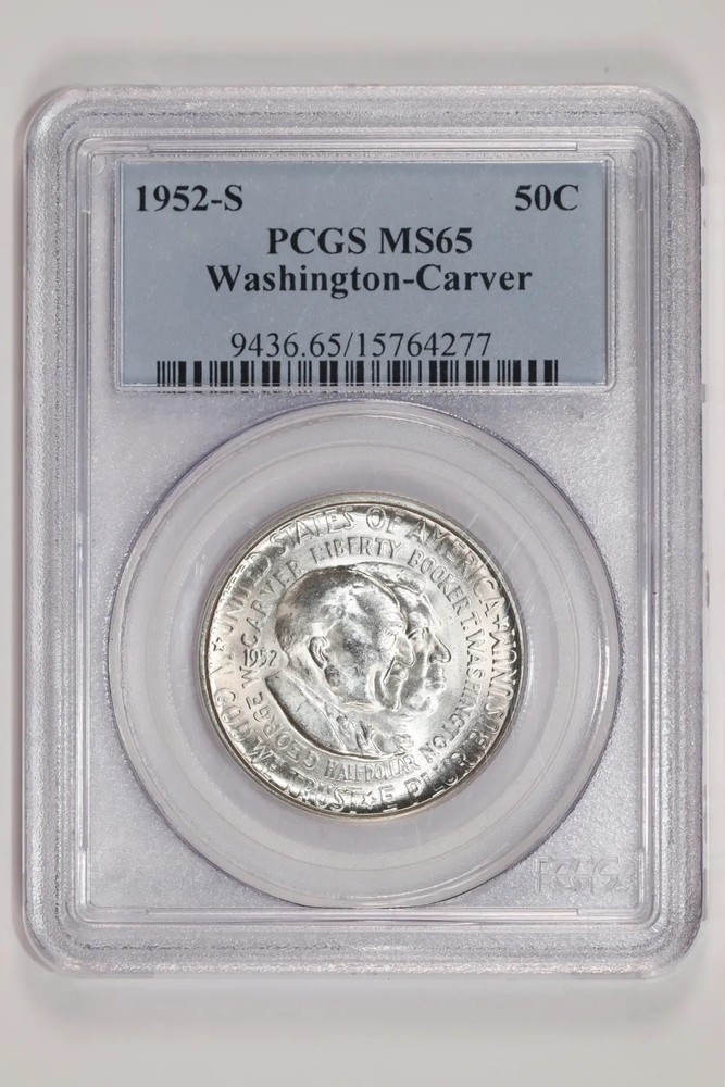 1952-S WASHINGTON CARVER COMMEMORATIVE HALF DOLLAR PCGS MS65
