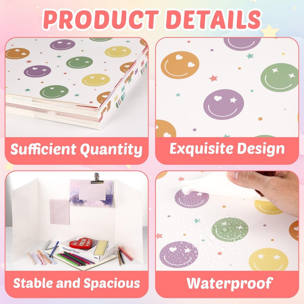 30 Pack Desk Dividers Students Rainbow Privacy Folder Waterproof Testing Boards