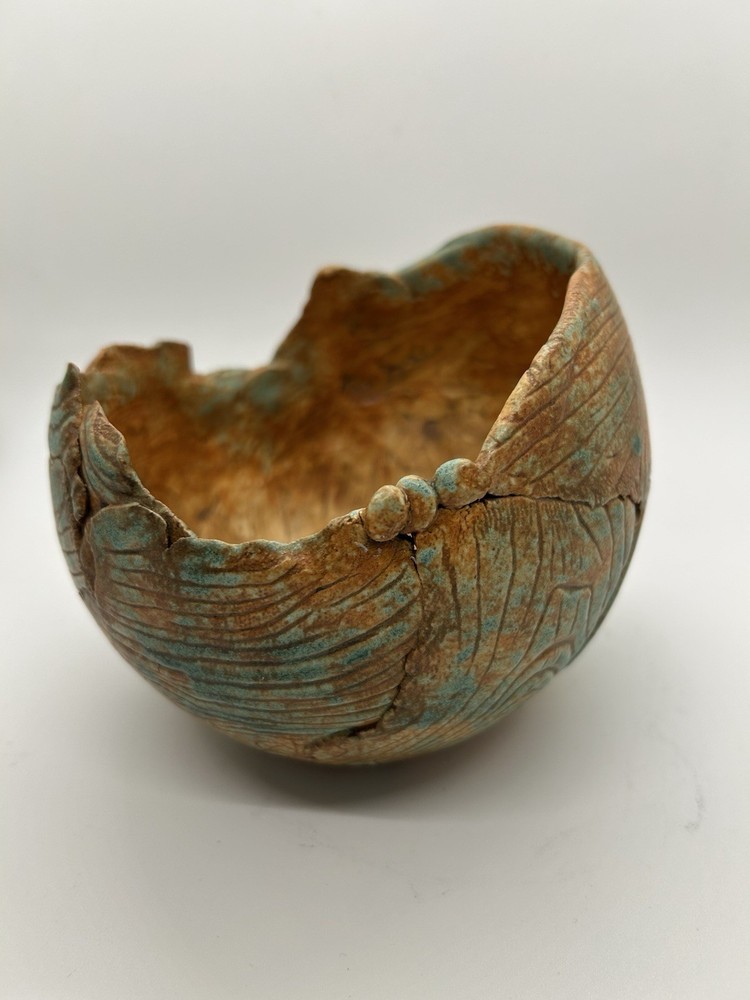 Unique Abstract Art Studio Pottery Textured Stoneware Planter