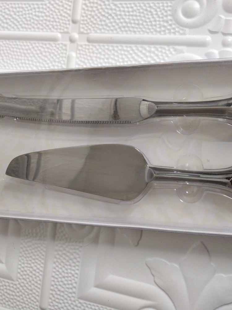 Tri Chrome Heart Knife & Server Set Lillian Rose Wedding Set Cake Knife & Server