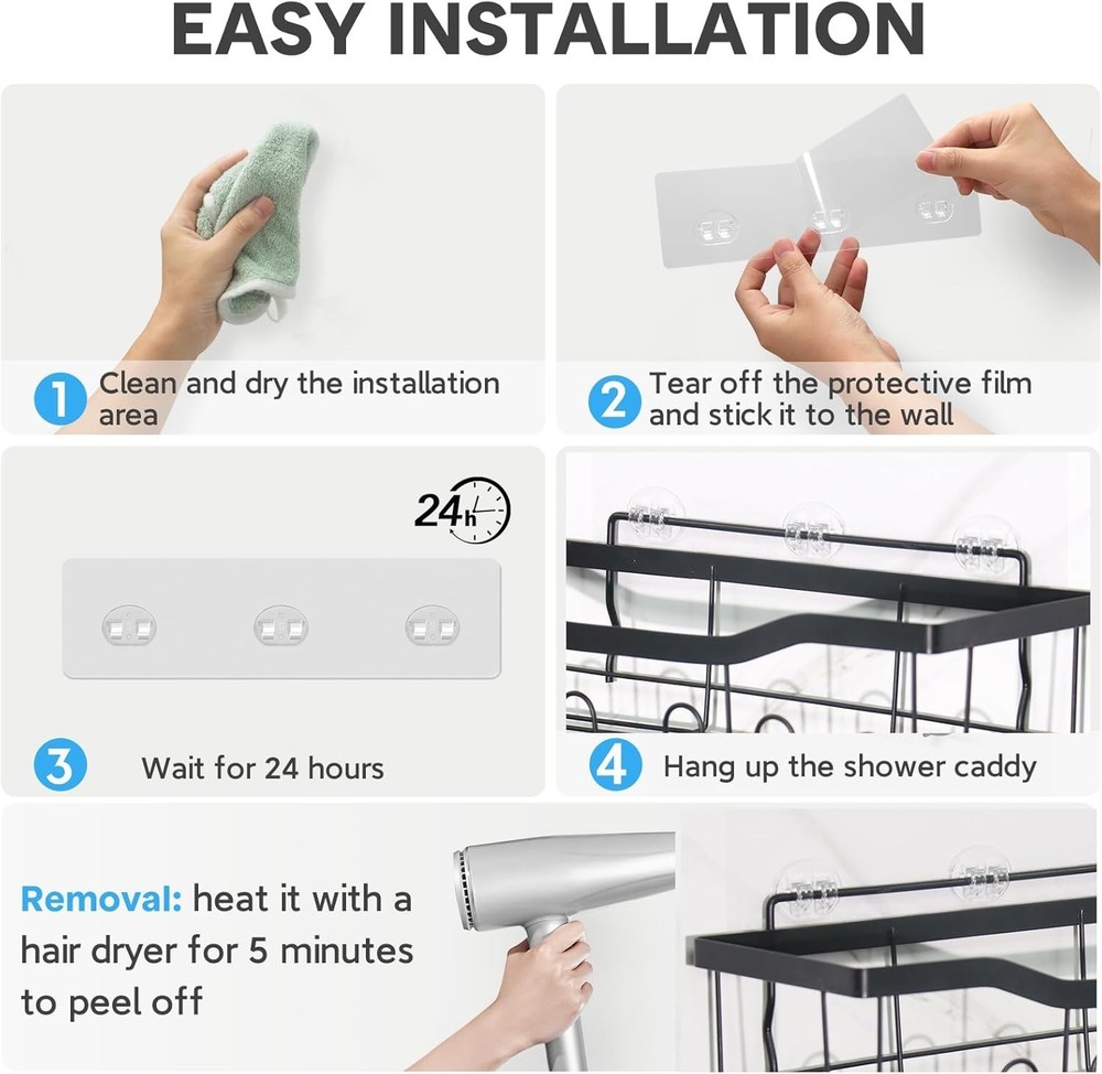 12 Pack Adhesive Replacement, Strong Adhesive Hooks, Waterproof Adhesive Stri...