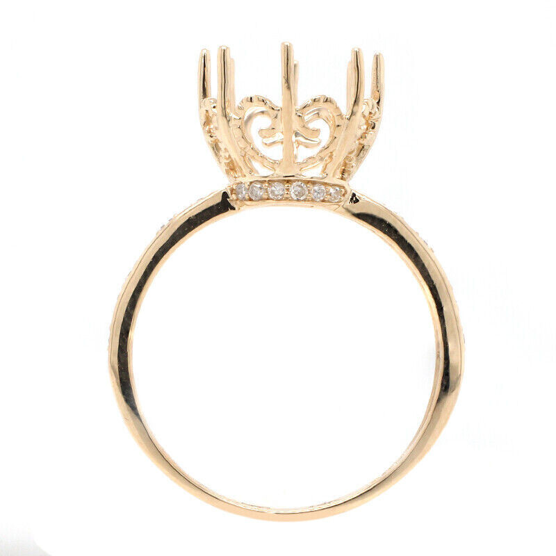 Semi Mount Engagement Diamond Ring for Round 9.5mm Solid 10K Yellow Gold