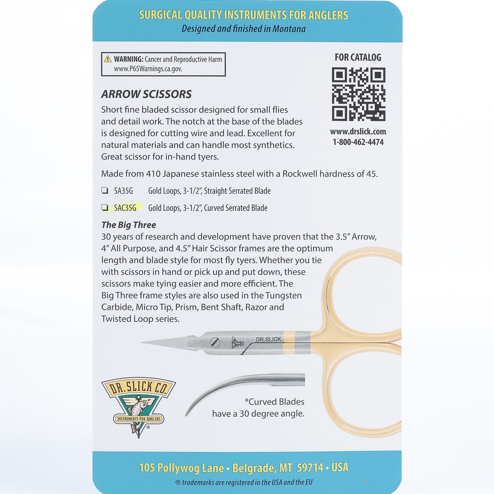 Dr. Slick Arrow Scissors - 3.5" Curved
