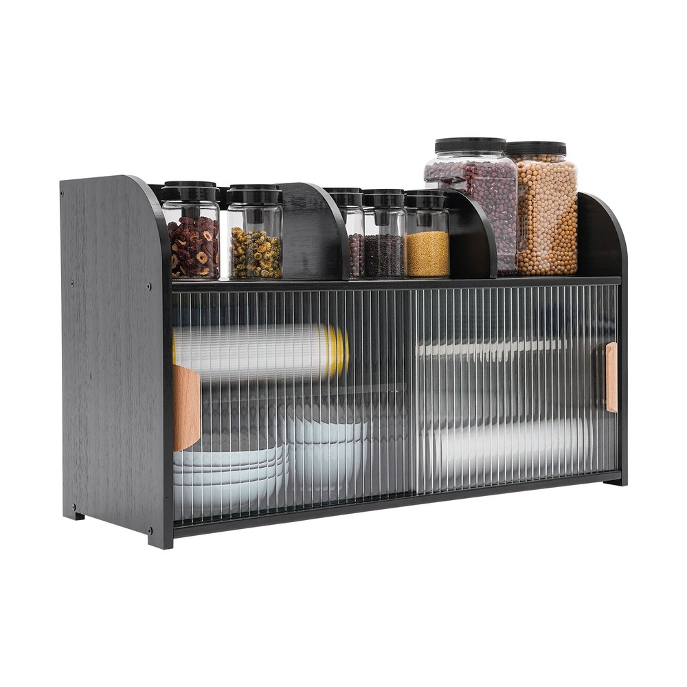 Black Storage Cabinet with Adjustable Shelves for Multi-Purpose Use