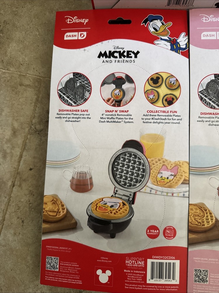 Disney Dash Mickey & Friends MultiMaker Mini Waffle Maker System + Xtra Plates