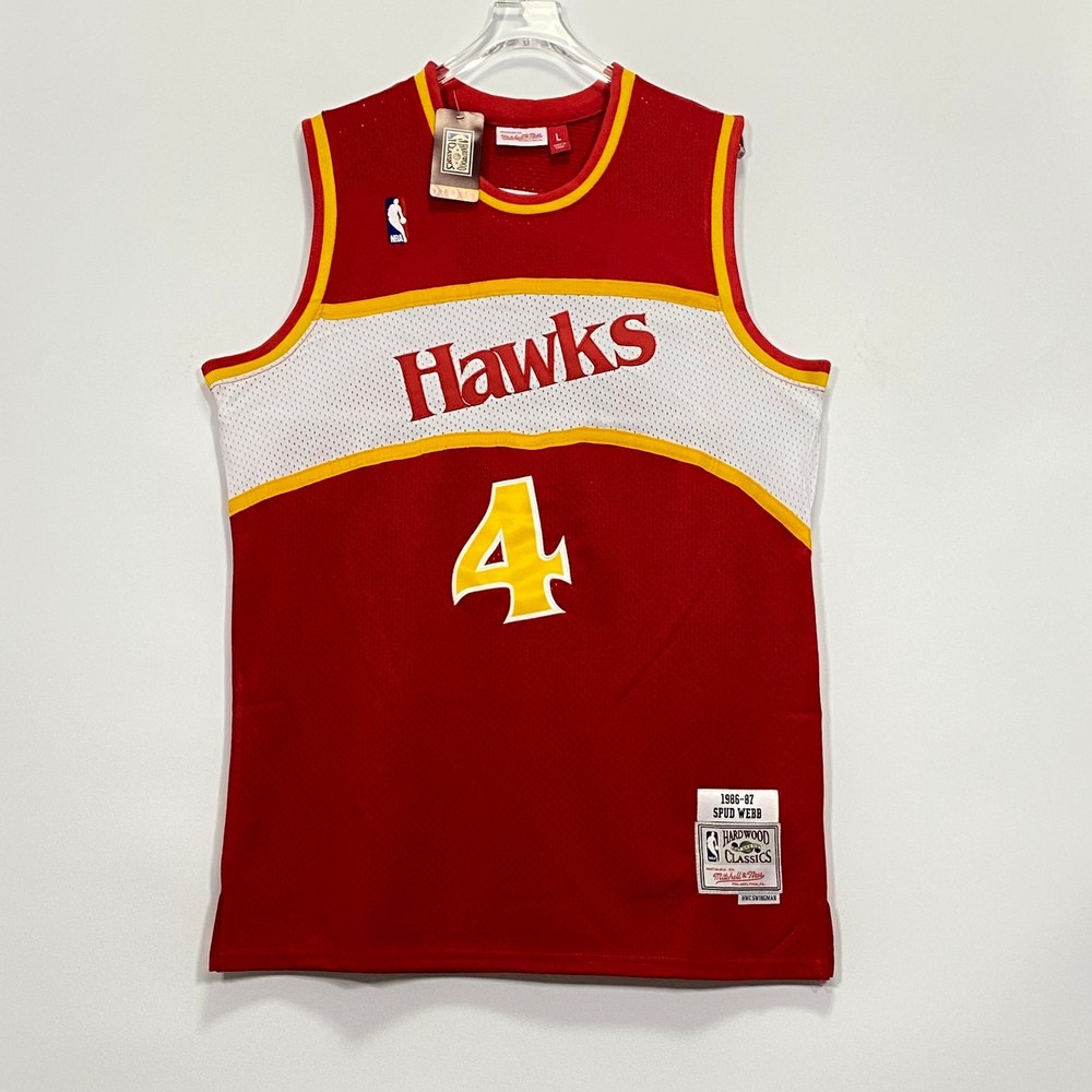 Spud Webb #4 Jersey, Embroidered, Red