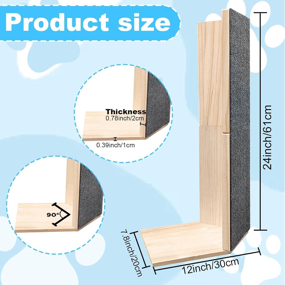 24" Tall Couch Corner Scratching Post with 3Pcs Replaceable 3 color
