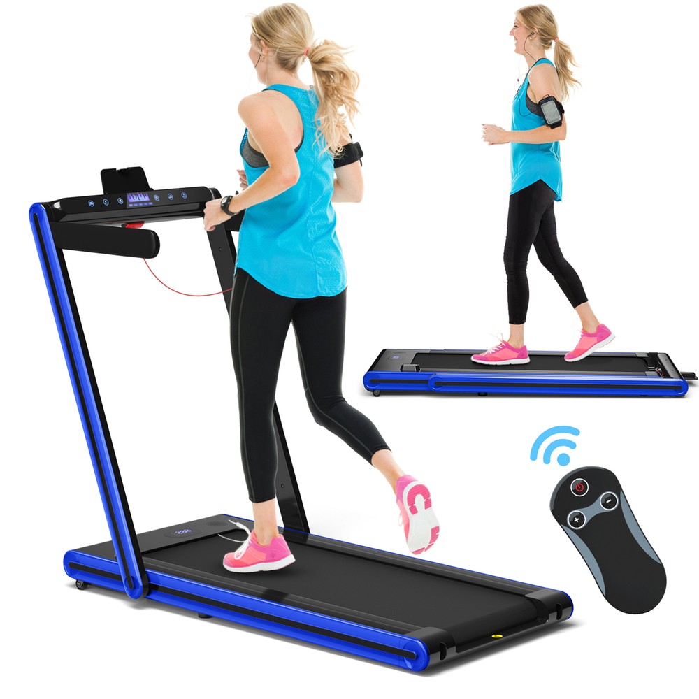 2.25HP Folding Treadmill 2-in-1 Walking Running Machine w/ APP & Remote Control