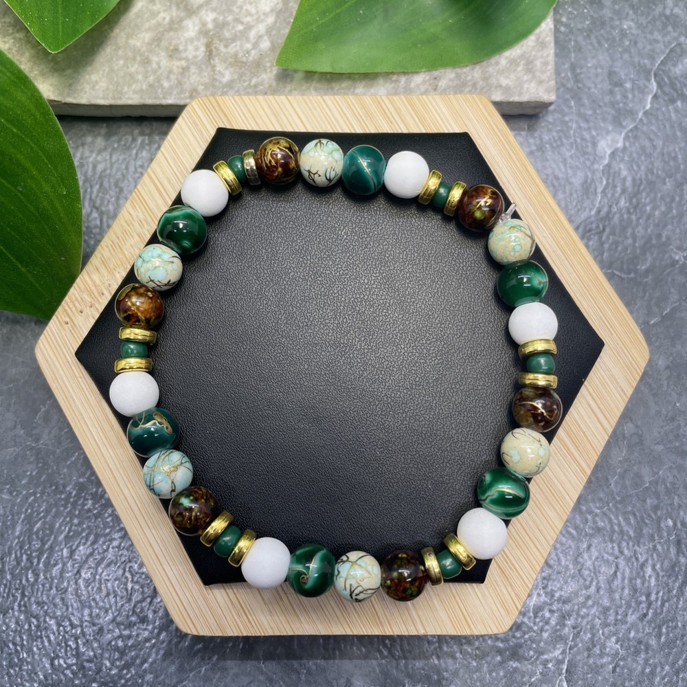 Handmade Bead Beaded Stackable 8” Plus Stretch Bracelet New Free Ship C1293