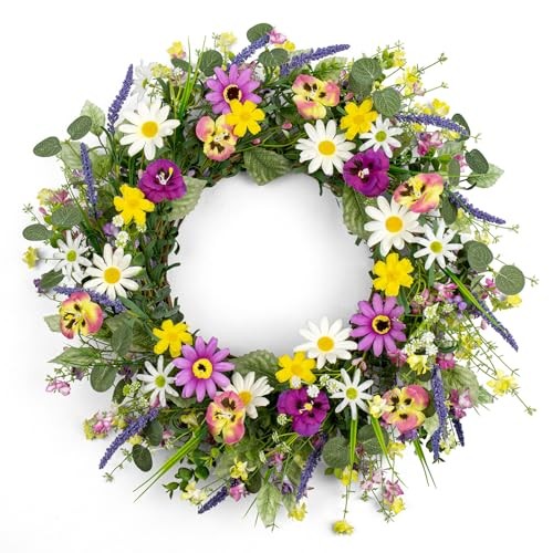 Artificial Spring Wreath 22 Inch Spring Wreaths for Front Door Springtime