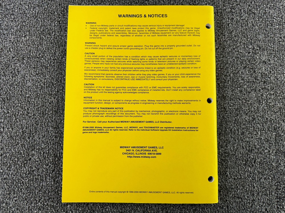 Midway Touchmaster 8000 Conversion Arcade Video Game Manual Schematics ORIGINAL