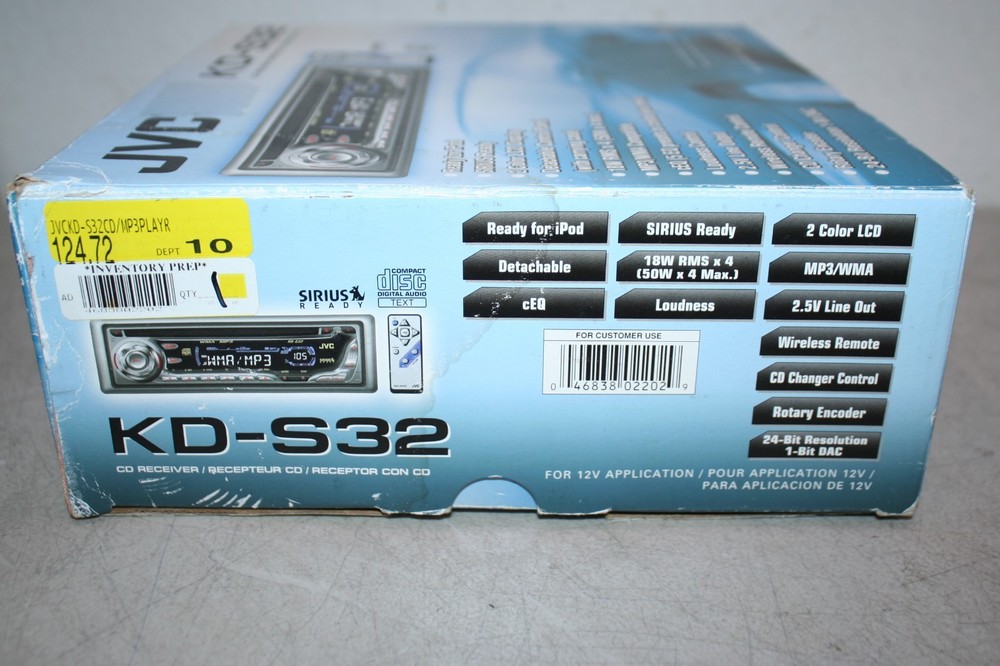 JVC KD-S32 CD Receiver Sirius Ready- Open Box