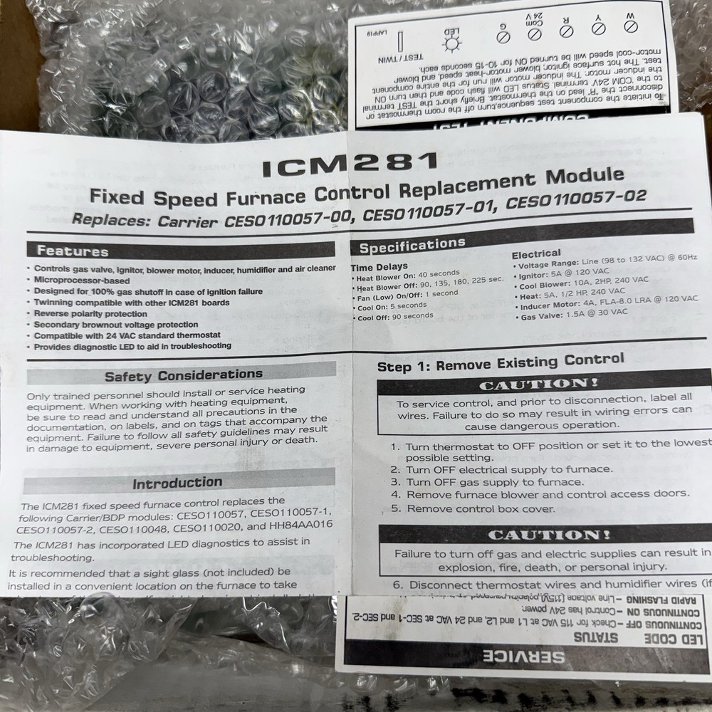 ICM Controls ICM281 Furnace Control Replacement