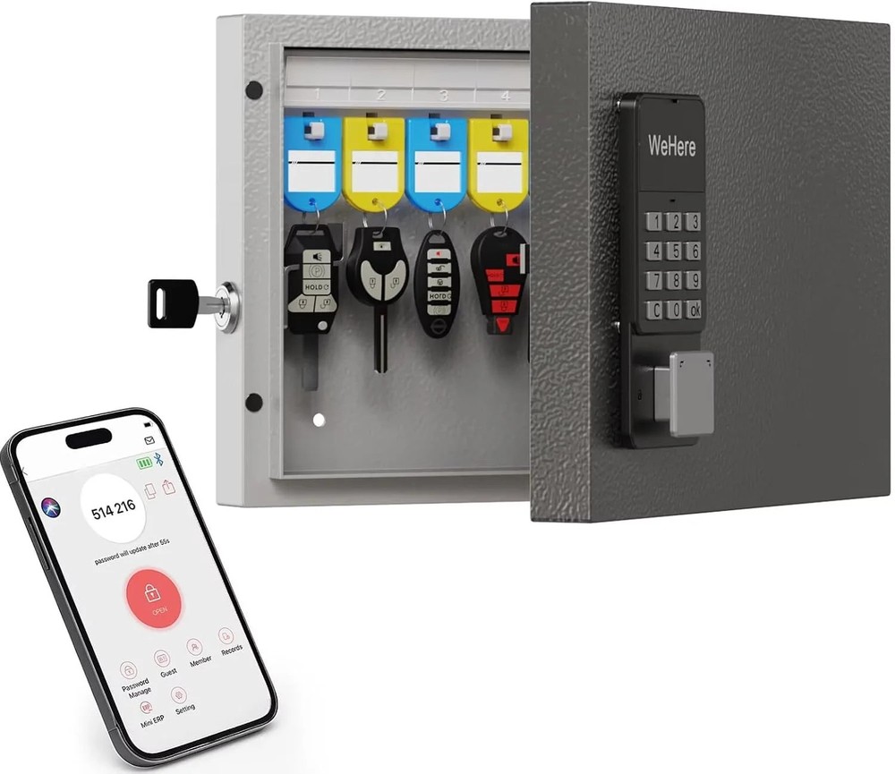 16 Key Lock Box Wall Mount, Smart Key Cabinet, use One Time Password,Fixed Code,