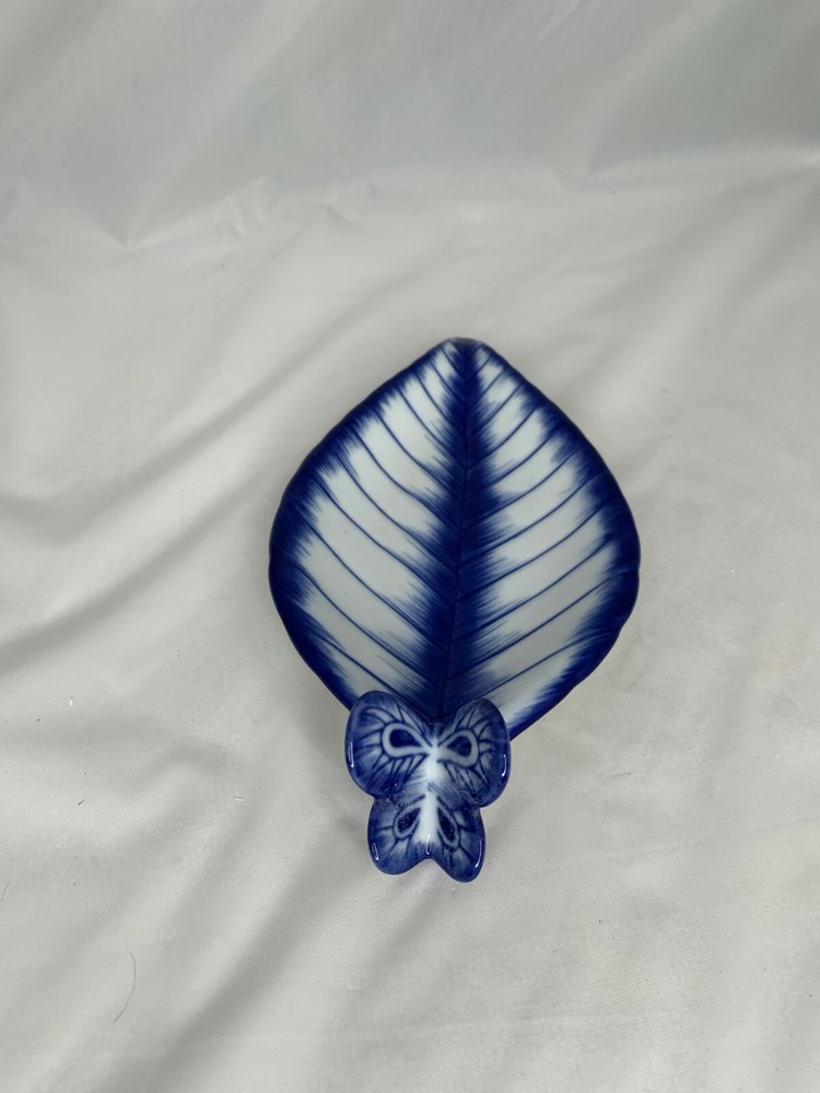 bombay co candy nut serving dish spoon rest leaf design butterfly handle