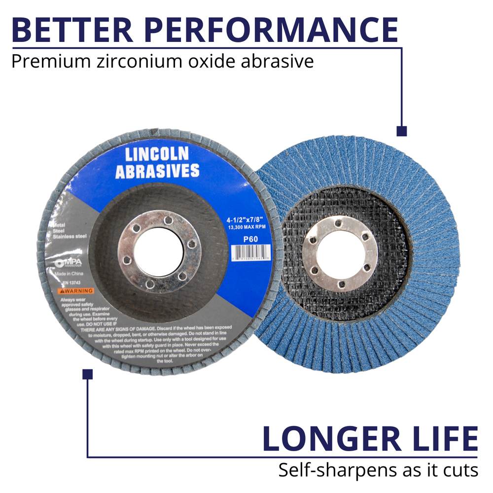 20 Pack Flap Discs 60 Grit 4.5" x 7/8" Sanding Wheels