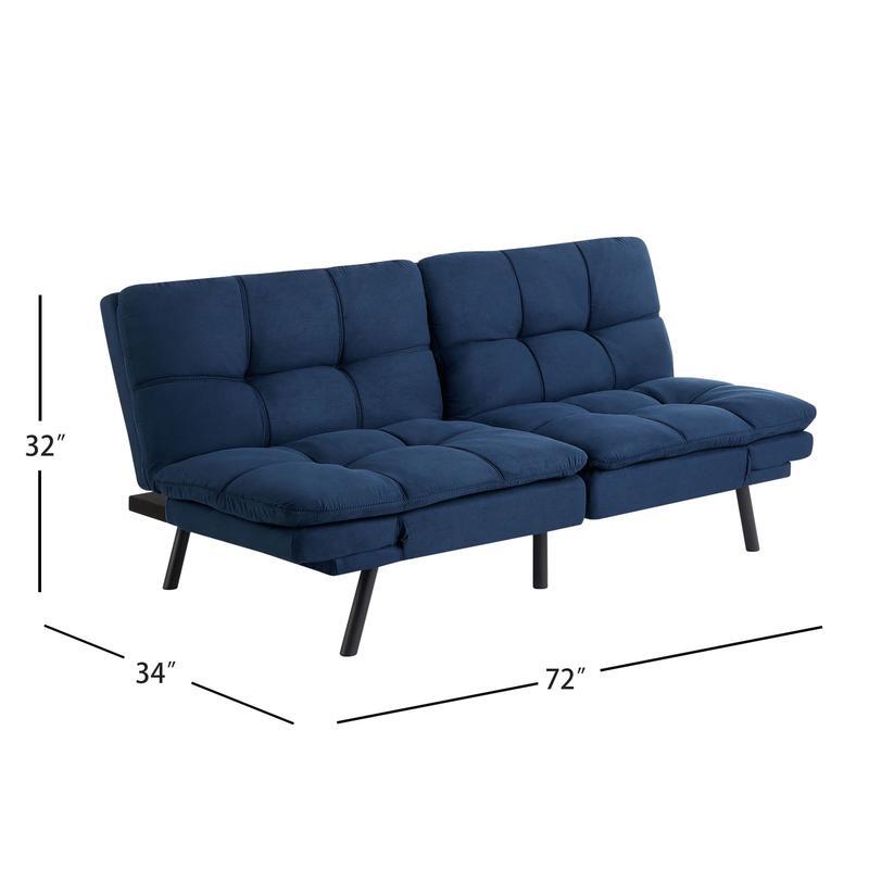 Memory Foam Futon Sofa Bed Split-Back Design Adjustable Armrests Easy Assembly