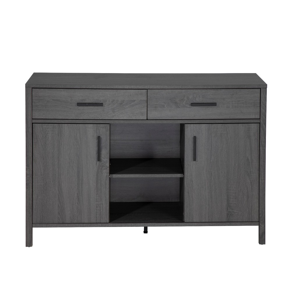 FC Design 47"W Distressed Grey Sideboard Storage Cabinet Buffet Table with Shelf