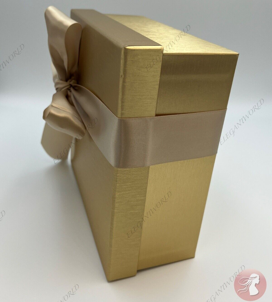 Gold Empty Gift Box 8" X 8" X 3.5" New