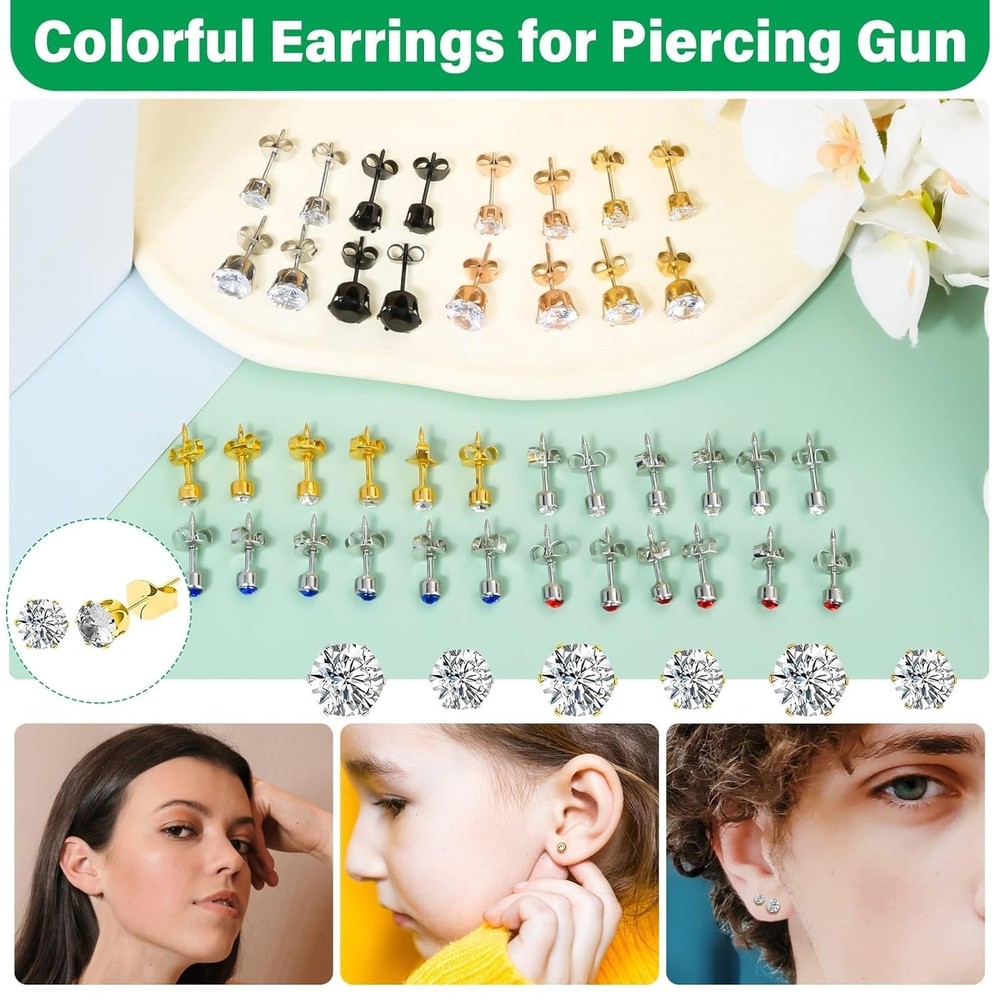 Professional Ear Piercing Gun, Reusable Machine with Dark Black
