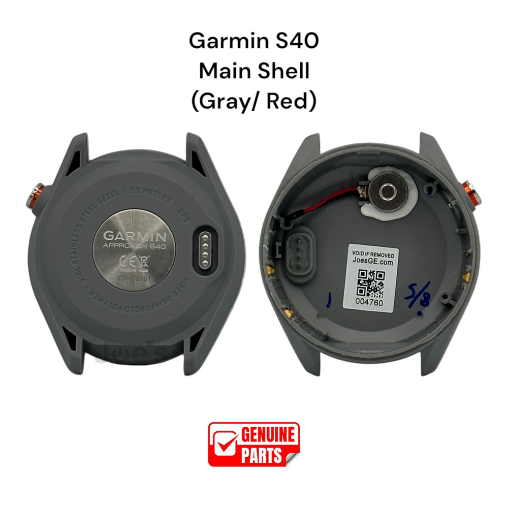 Garmin Approach S40 Golf Watch Main Shell Housing Frame Replacement (Gray / Red)