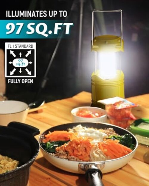 4 Pack LED Camping Lanterns, Battery Powered Camping Lights LED Yellow